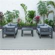 LeisureMod Chelsea 5-Pc Loveseats and Coffee Table Set with Blue Cushions