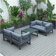 LeisureMod Chelsea 5-Pc Loveseats and Coffee Table Set with Blue Cushions