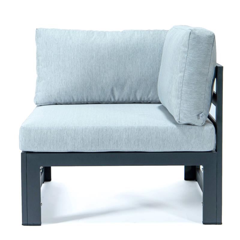 LeisureMod Chelsea 5-Pc Loveseats and Coffee Table Set with Light Grey Cushions
