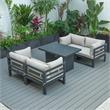 LeisureMod Chelsea 5-Pc Loveseat and Fire Pit Table Set with Beige Cushions