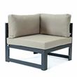 LeisureMod Chelsea 5-Pc Loveseat and Fire Pit Table Set with Beige Cushions