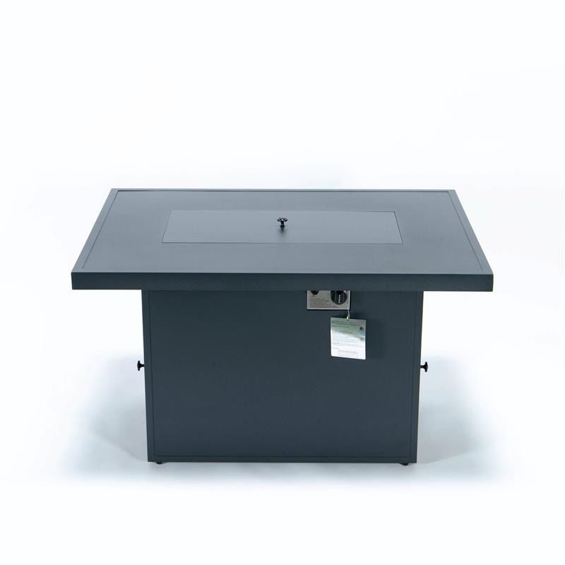 LeisureMod Chelsea 5-Pc Loveseat and Fire Pit Table Set with Black Cushions
