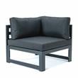 LeisureMod Chelsea 5-Pc Loveseat and Fire Pit Table Set with Black Cushions