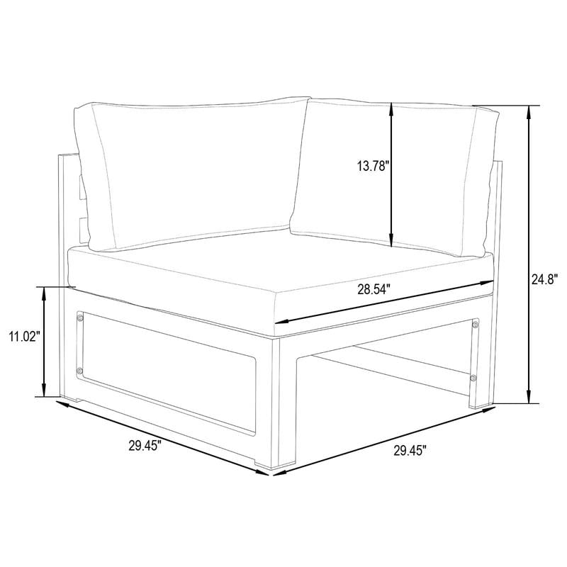 LeisureMod Chelsea 5-Pc Loveseat and Fire Pit Table Set with Black Cushions