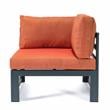 LeisureMod Chelsea 5-Pc Loveseat and Fire Pit Table Set with Orange Cushions