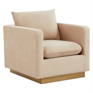 leisuremod nervo velvet accent arm chair with gold base