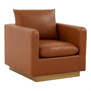 leisuremod nervo leather accent arm chair with gold base