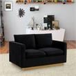 LeisureMod Nervo Modern Velvet Loveseat With Gold Base In Midnight Black