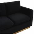 LeisureMod Nervo Modern Velvet Loveseat With Gold Base In Midnight Black