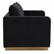LeisureMod Nervo Modern Velvet Loveseat With Gold Base In Midnight Black