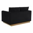 LeisureMod Nervo Modern Velvet Loveseat With Gold Base In Midnight Black
