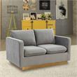 LeisureMod Nervo Modern Velvet Loveseat With Gold Base In Light Gray