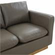 LeisureMod Nervo Modern Leather Loveseat With Gold Base In Gray