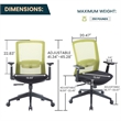 LeisureMod Ingram Modern Office Task Chair with Adjustable Armrests in Green