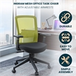 LeisureMod Ingram Modern Office Task Chair with Adjustable Armrests in Green