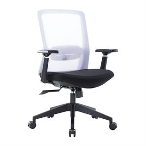 LeisureMod Ingram Modern Office Task Chair with Adjustable Armrests in White
