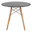 LeisureMod Dover Round Bistro Black Wood Top Dining Table With Eiffel Base