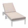 LeisureMod Chelsea Aluminum Outdoor Chaise Lounge Chair With Beige Cushion