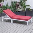 LeisureMod Chelsea Aluminum Outdoor Chaise Lounge Chair With Red Cushion