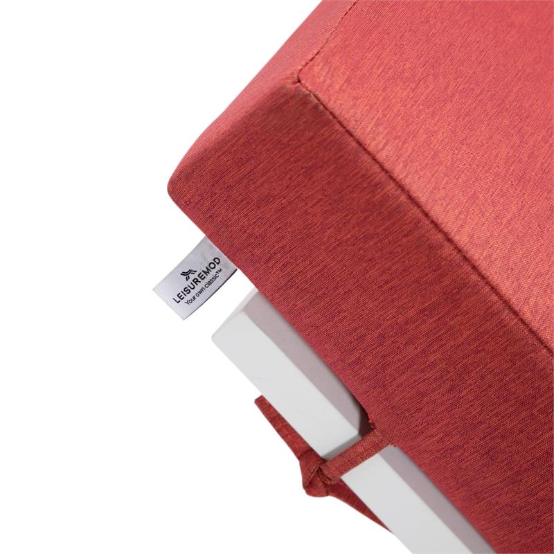 LeisureMod Chelsea Aluminum Outdoor Chaise Lounge Chair With Red Cushion