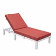 LeisureMod Chelsea Aluminum Outdoor Chaise Lounge Chair With Red Cushion