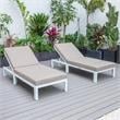 LeisureMod Chelsea Aluminum Outdoor Chaise Lounge Chair in Beige Set of 2