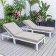 LeisureMod Chelsea Aluminum Outdoor Chaise Lounge Chair in Beige Set of 2