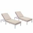 LeisureMod Chelsea Aluminum Outdoor Chaise Lounge Chair in Beige Set of 2