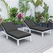 LeisureMod Chelsea Aluminum Outdoor Chaise Lounge Chair in Black Set of 2