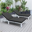 LeisureMod Chelsea Aluminum Outdoor Chaise Lounge Chair in Black Set of 2