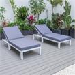 LeisureMod Chelsea Aluminum Outdoor Chaise Lounge Chair in Blue Set of 2