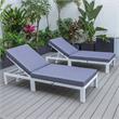 LeisureMod Chelsea Aluminum Outdoor Chaise Lounge Chair in Blue Set of 2