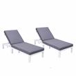 LeisureMod Chelsea Aluminum Outdoor Chaise Lounge Chair in Blue Set of 2