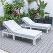 LeisureMod Chelsea Aluminum Outdoor Chaise Lounge Chair in Light Grey Set of 2