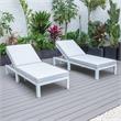 LeisureMod Chelsea Aluminum Outdoor Chaise Lounge Chair in Light Grey Set of 2