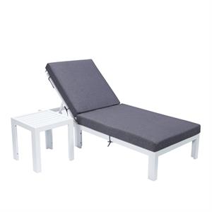 leisuremod chelsea outdoor chaise lounge chair & side table