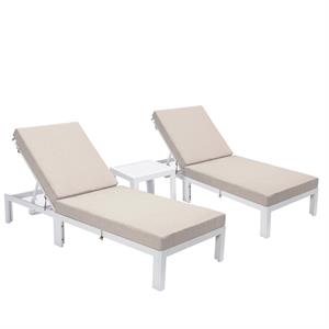 leisuremod chelsea outdoor chaise lounge chair & side table 2 set