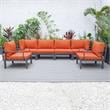 LeisureMod Hamilton 6-Peice Patio Conversation Set with Cushions in Orange