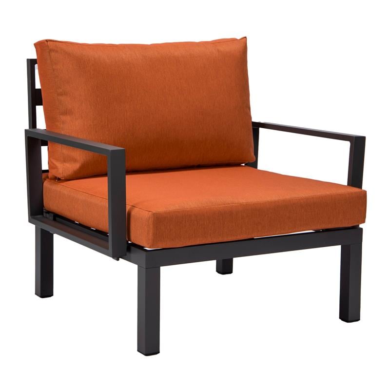 LeisureMod Hamilton 6-Peice Patio Conversation Set with Cushions in Orange