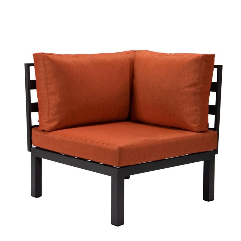 LeisureMod Hamilton 6-Peice Patio Conversation Set with Cushions in Orange