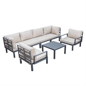 leisuremod hamilton 7-peice patio conversation set with coffee table