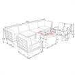 LeisureMod Hamilton 7-Peice Patio Conversation Set with Firepit Table in Gray
