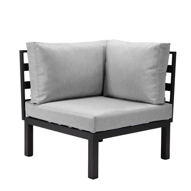 LeisureMod Hamilton 7-Peice Patio Conversation Set with Firepit Table in Gray
