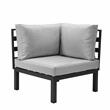 LeisureMod Hamilton 7-Peice Patio Conversation Set with Firepit Table in Gray
