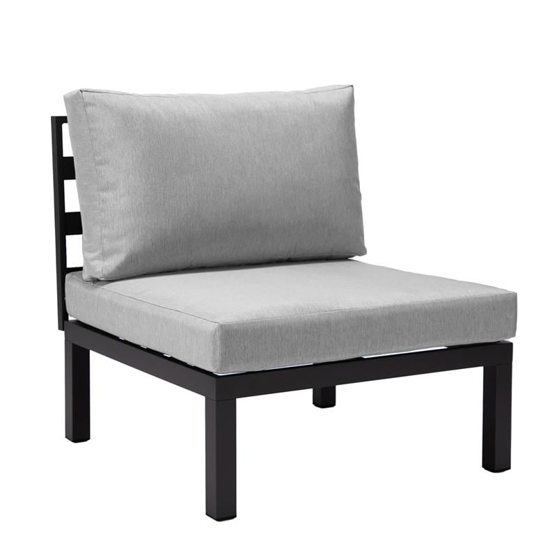 LeisureMod Hamilton 7-Peice Patio Conversation Set with Firepit Table in Gray