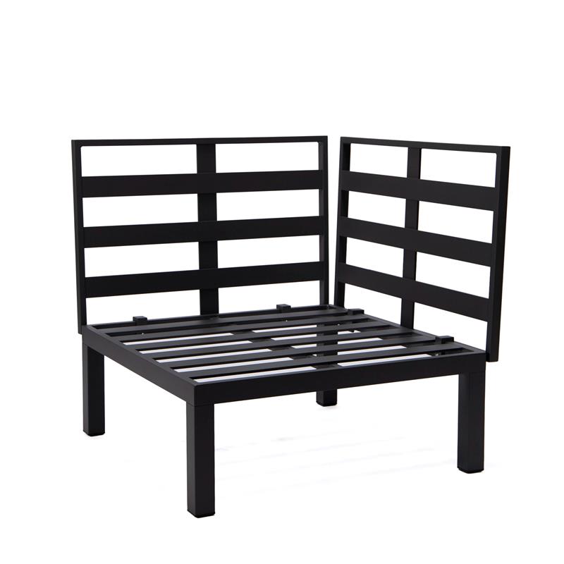 LeisureMod Hamilton 7-Peice Patio Conversation Set with Firepit Table in Orange