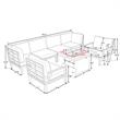 LeisureMod Hamilton 7-Peice Patio Conversation Set with Firepit Table in Orange
