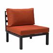LeisureMod Hamilton 7-Peice Patio Conversation Set with Firepit Table in Orange