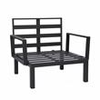 LeisureMod Hamilton 7-Peice Patio Conversation Set with Firepit Table in Red