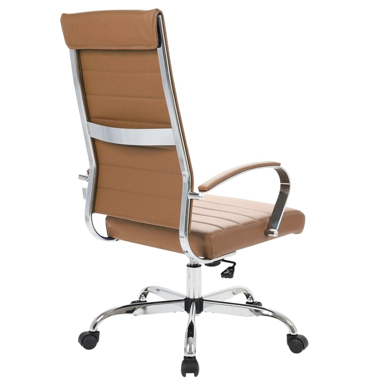 Midcentury-Style Leather High-Back Office Chair